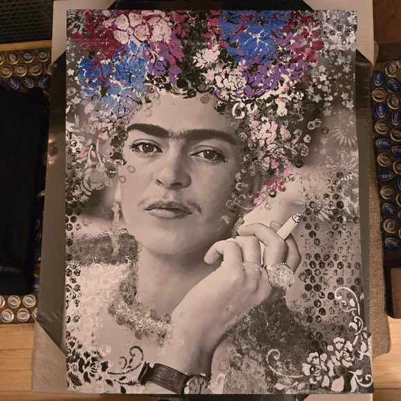HANDCRAFTED Abstract Frida Kahlo Painting HANDPAINTED HANDMADE Wall Art Decor - Picture 4 of 17